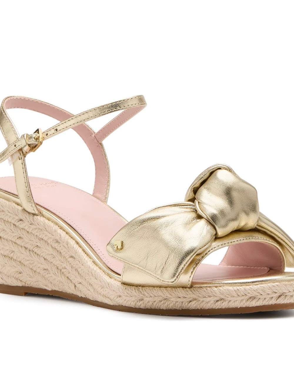 kate spade Metallic Gold Bow Espadrille Wedge Sandals mult sizes NIB